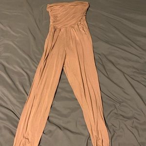 Taupe strapless jumpsuit